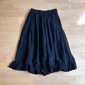 Margot Herrera Black Cotton Midi Skirt